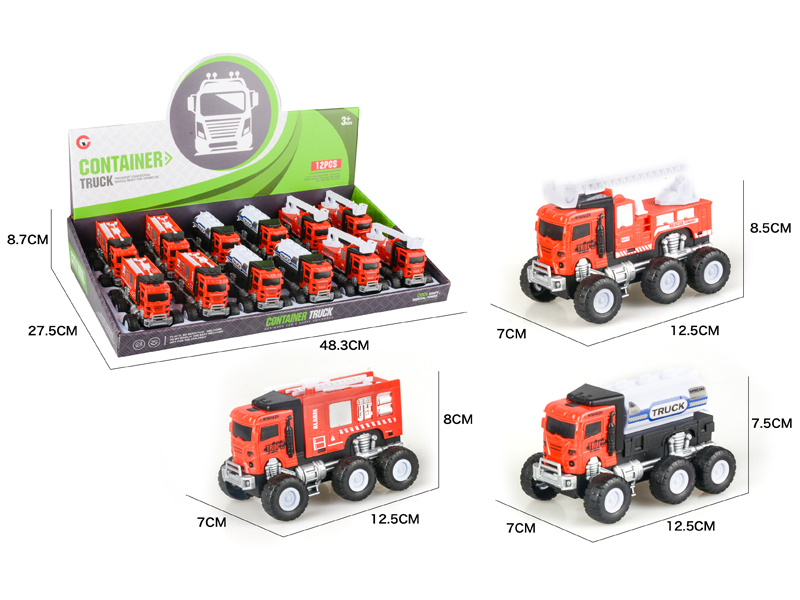 12PCS Friction Fire Engine