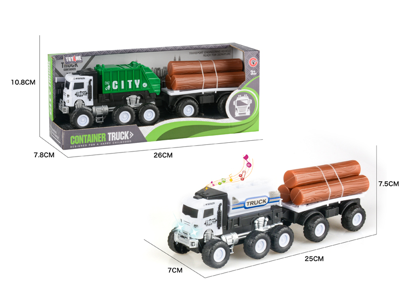 Friction Sanitation Truck With Wood With Light And Music