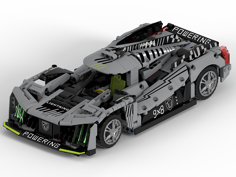 896+Pcs Peugeot 9X8 Hypercar Supercar Building Block