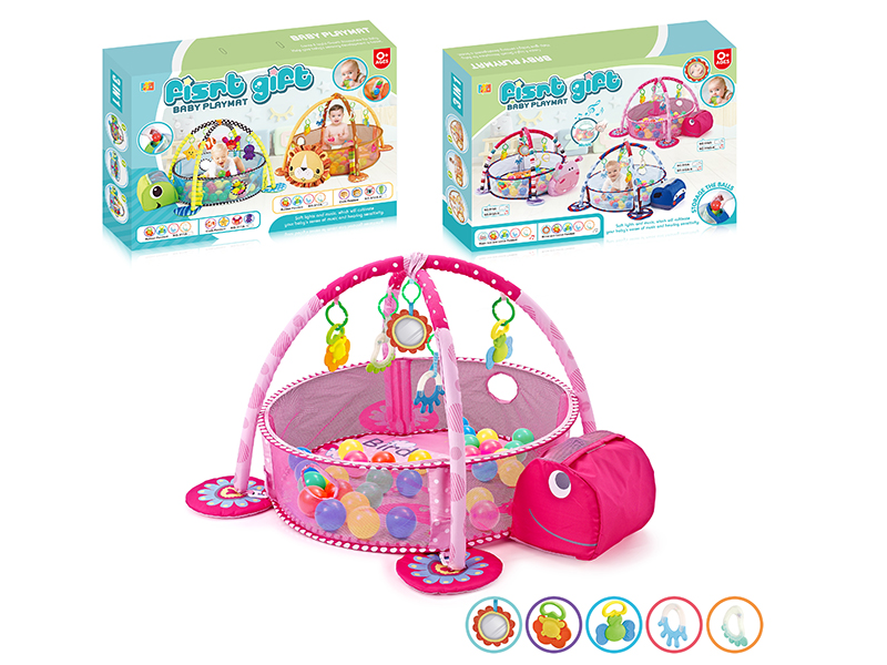 Baby Fitness Blanket With 12 Ocean Balls (Pink Turtle)