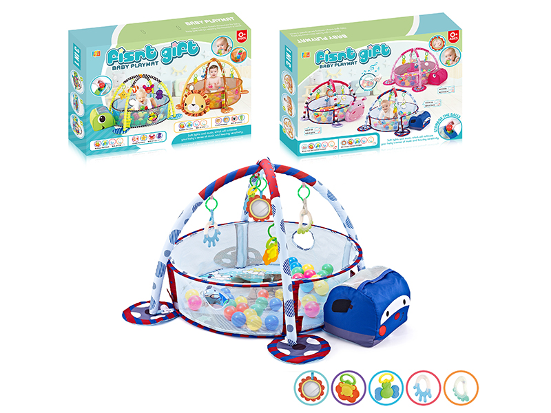 Baby Fitness Blanket With 12 Ocean Balls (Blue Turtle)