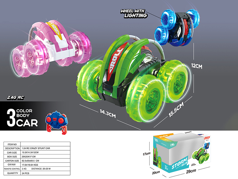 1:24 2.4G Remote Control Stunt Car With Lights