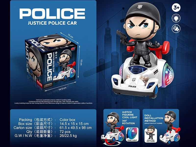 B/O Rotating Police Karting With Lights And Music