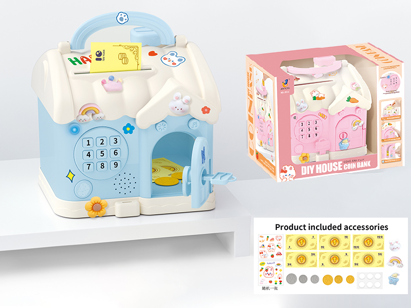 DIY House Piggy Bank(Lights + Music)Blue