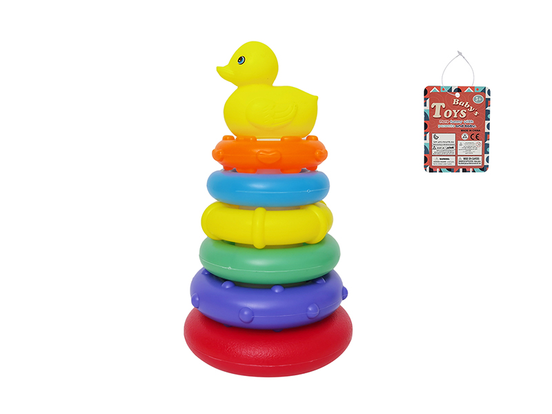 Rainbow Rings Stack Tumbler Toy(Yellow Duck)
