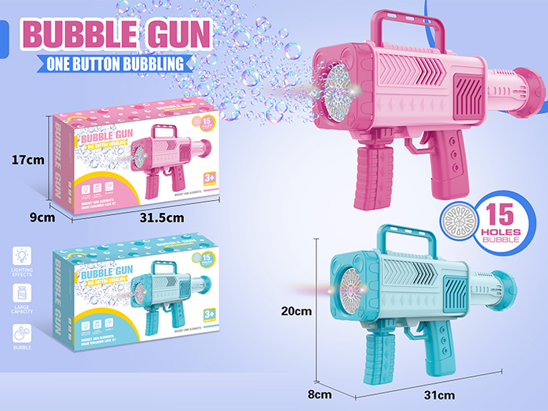 15 Hole Rocket Launcher Bubble Gun With Light