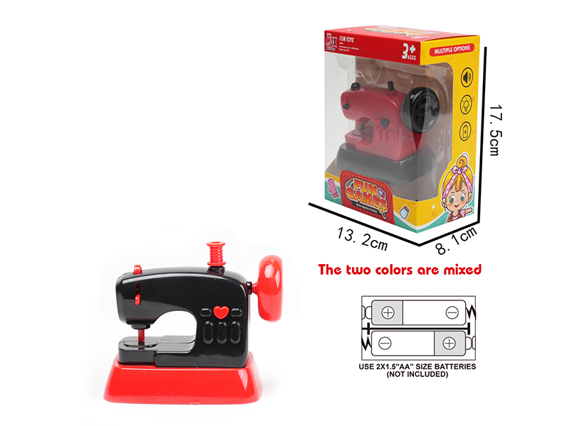 Mini Electric Simulation Sewing Machine With Lights/Wheel Rotating(Black Red)