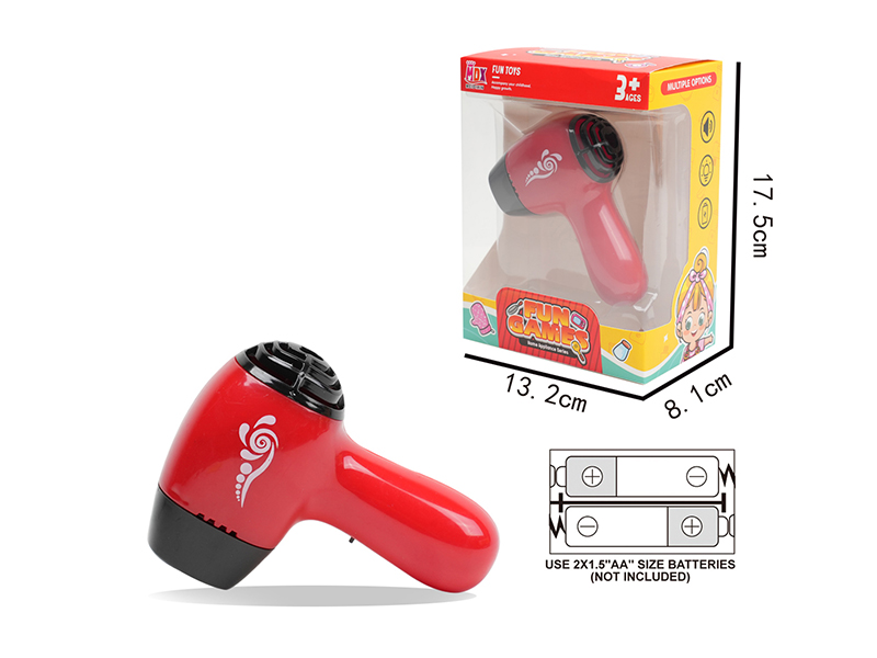 Mini Electric Simulation Hair Dryer  (Black Red)