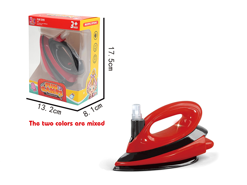Mini B/O Simulation Iron With Lights,Sound,Spray (Black Red)