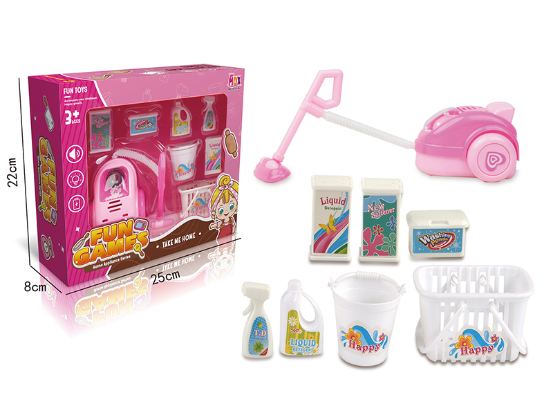 Mini Electric Simulation Vacuum Cleaner Set With Lights,Sound(Pink)