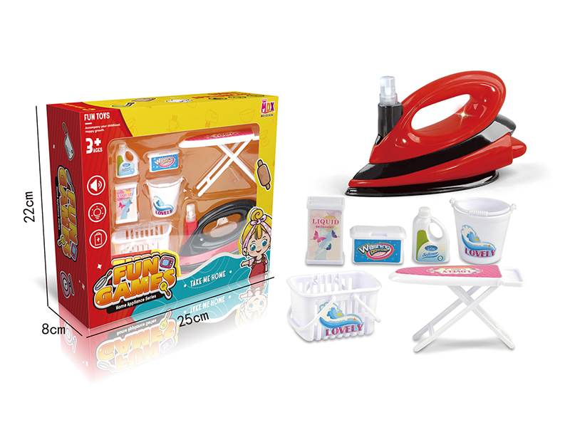 Mini Simulation Electric Iron With Lights,Sound,Spray (Red Black)