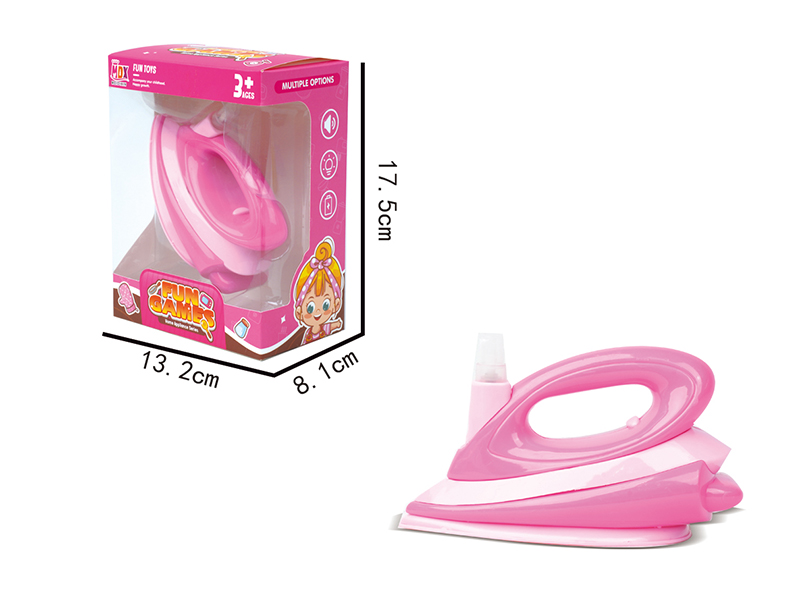 Mini Simulation Electric Iron With Lights,Sound,Spray (Pink)