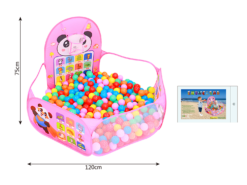 Panda Pattern Pink Ocean Ball Pool With Basketball Hoop