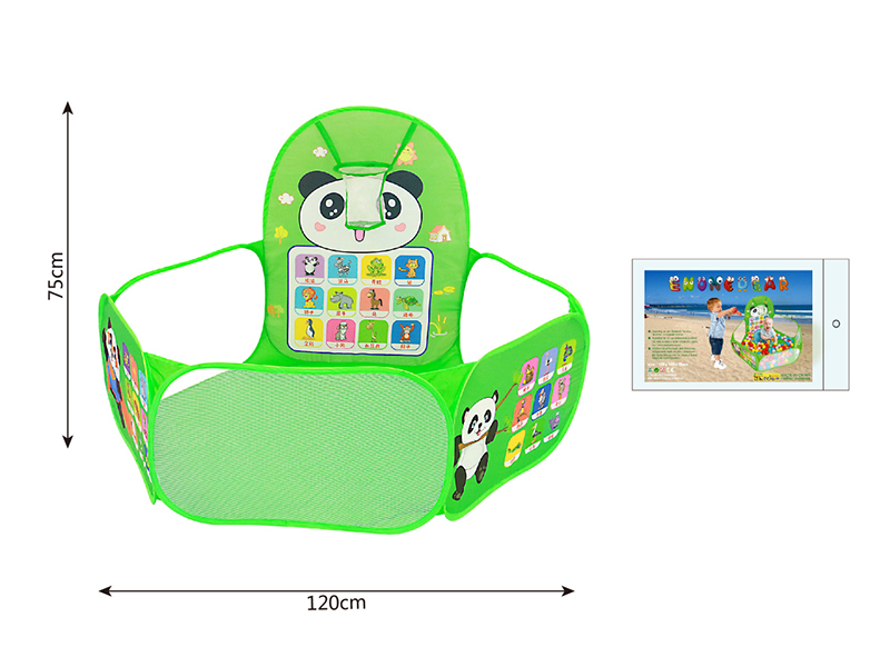 Panda Pattern Green Ocean Ball Pool With Basketball Hoop