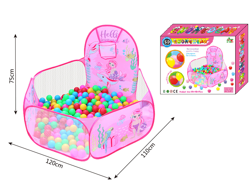 Mermaid Ball Pool With Basketball Hoop + 50 Balls