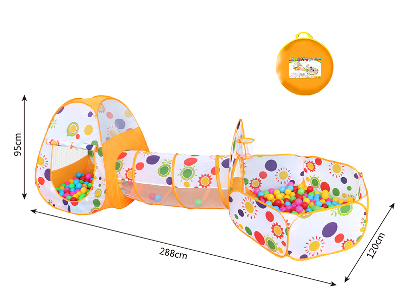 3 In 1 Play Tent + Crawl Tunnel + Ball Pool