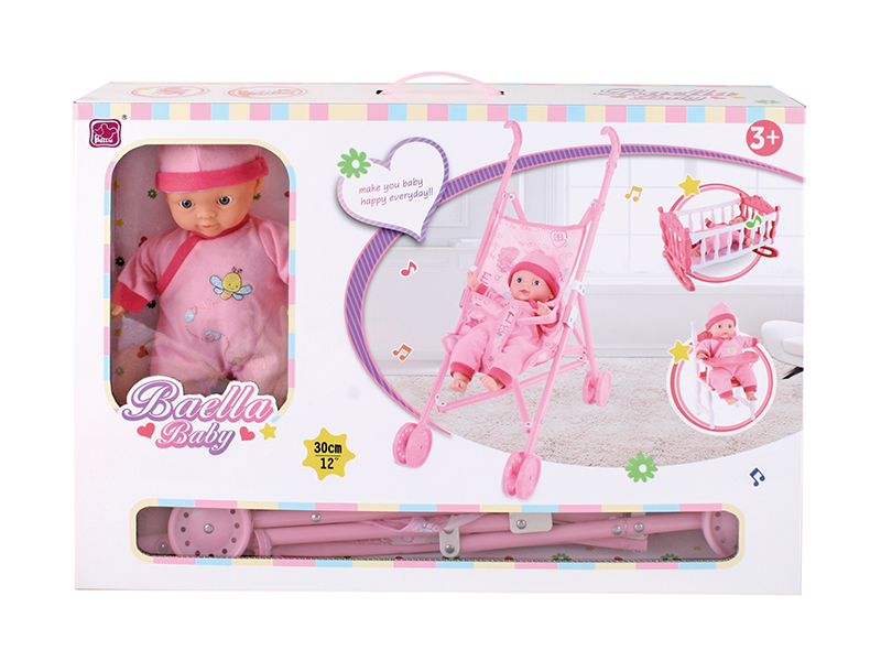 3 In 1 12 Inch Dining Chair Bed Cart Doll Set