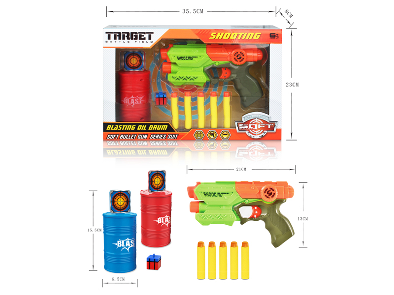 Ejection Airdrop Oil Barrel Target+Soft Bullet Gun
