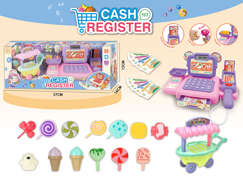 Simulated Cash Register Set With Light And Sound