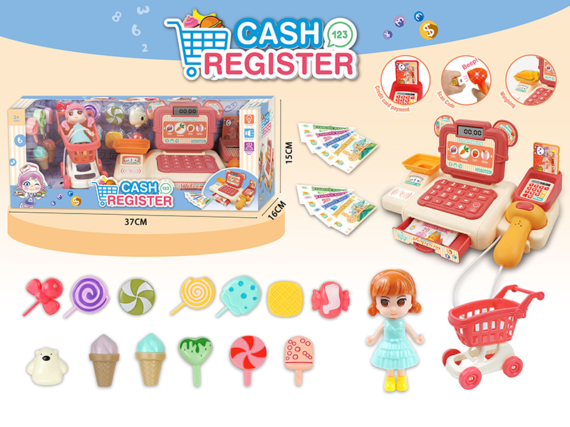 Simulated Cash Register Set With Light And Sound