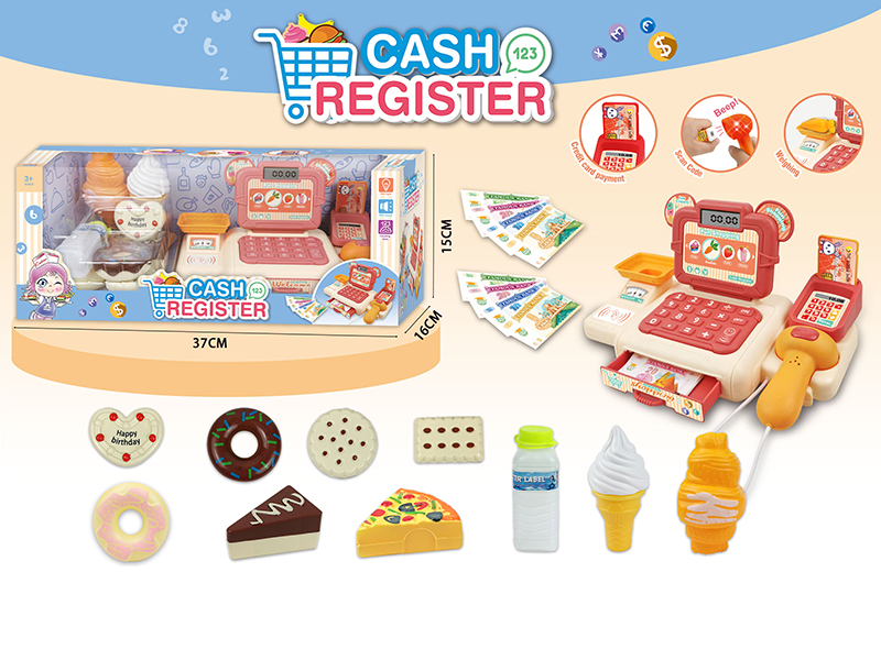 Simulated Cash Register Set With Light And Sound