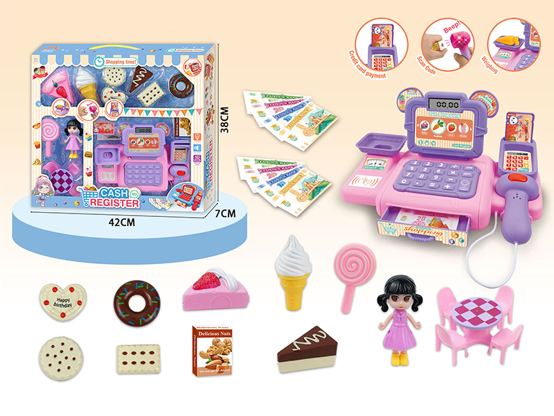 Simulated Cash Register Set With Light And Sound