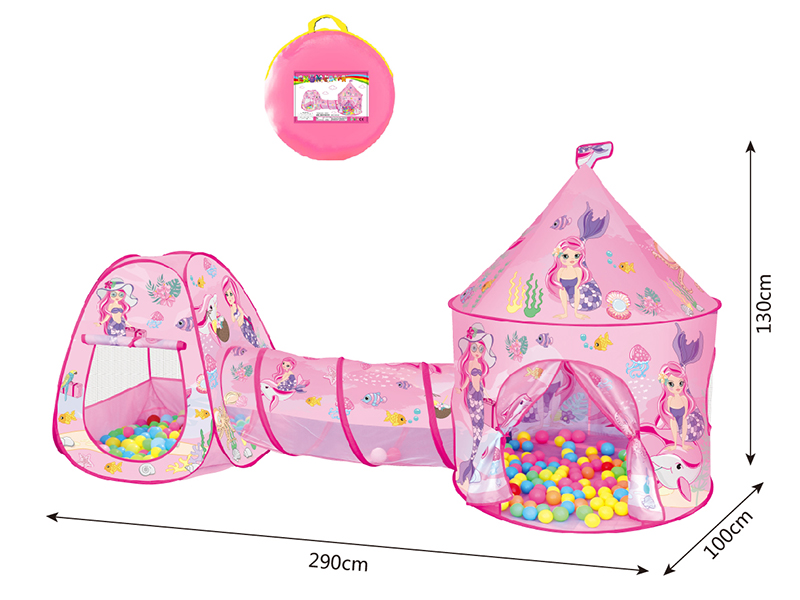 3 In 1 Mermaid Yurt Tent + Crawl Tunnel + Pagoda Tent
