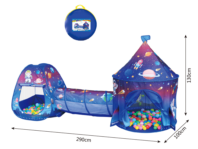 3 In 1 Space Theme Yurt Tent + Crawl Tunnel + Pagoda Tent