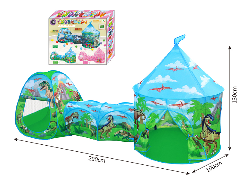 Cartoon Dinosaur Mongolian Yurt 3 In 1 Tent + 60 Balls