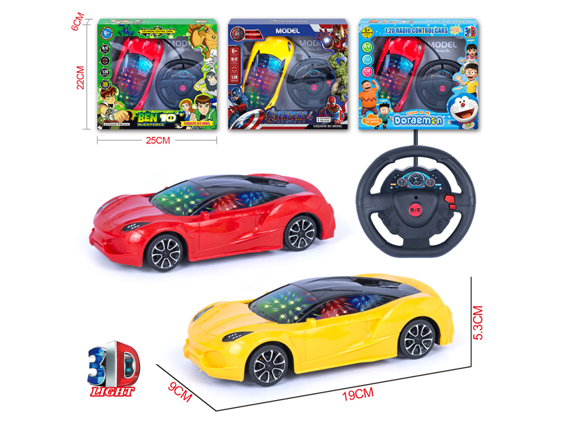 1:20 2Ch R/C Steering Wheel Sports Car With 3D Light