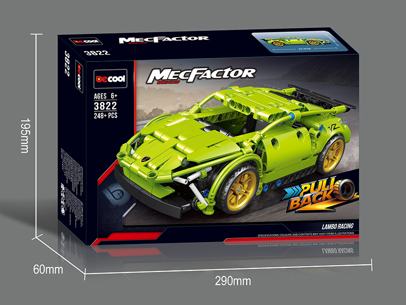 Pull Back Lamborghini Racing Car Building Blocks 248pcs