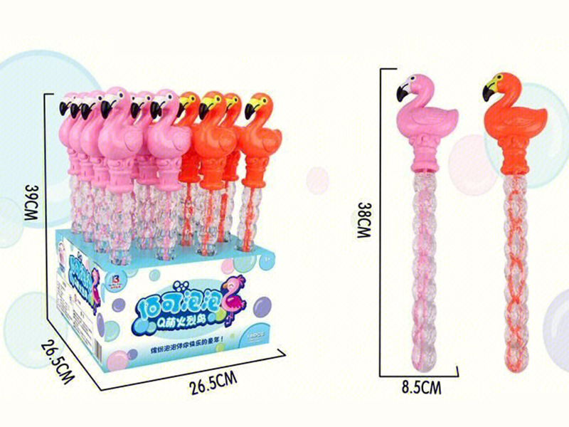 38cm Flamingo Bubble Stick (With Whistle) 16PCS