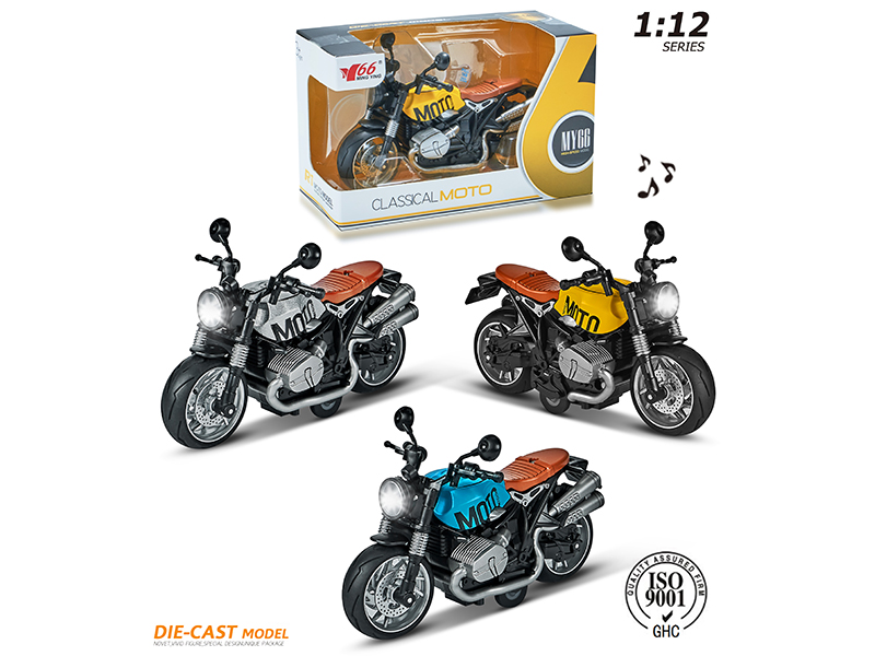 1:12 Alloy Pull Back Classical Moto With Light And Music
