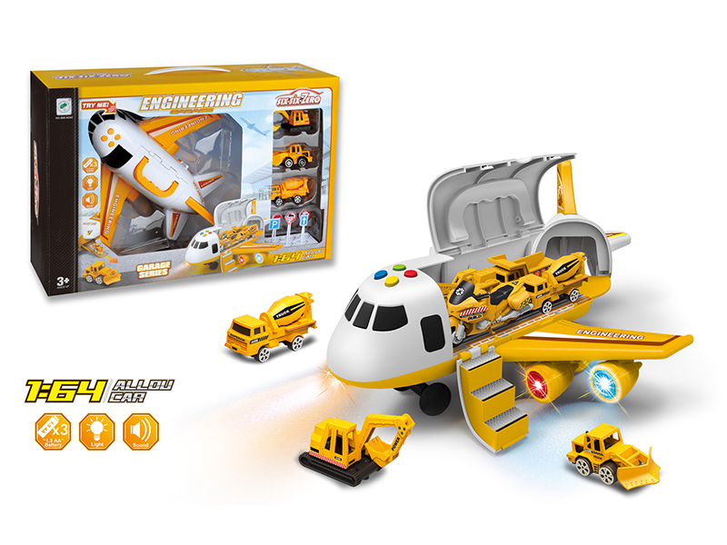 Deformable Alloy Engineering Storage Aircraft With Light And Music(With 3 Alloy Cars)