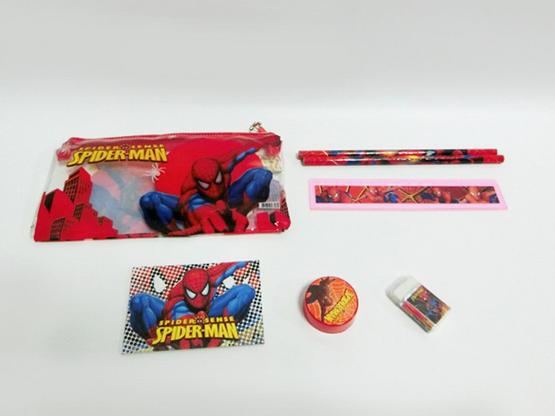 Spider-Man Stationery Bag (Notebook +2 Pencils +1 Pencil Sharpener +1 Eraser +1 Ruler)