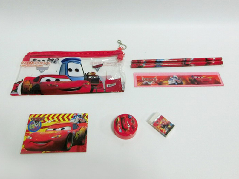 Cars Stationery Bag (Notebook +2 Pencils +1 Pencil Sharpener +1 Eraser +1 Ruler)