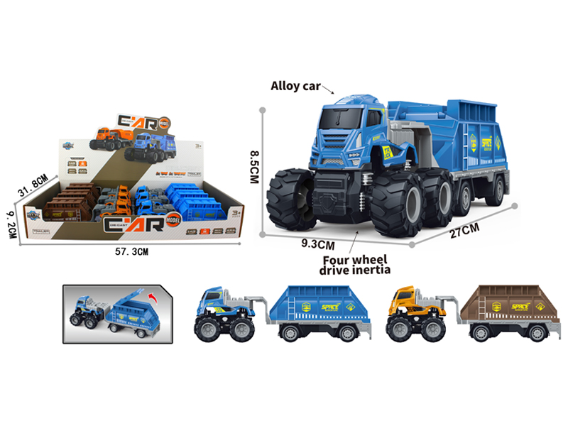 6PCS 4Wd Friction Alloy Space Transport Trailer