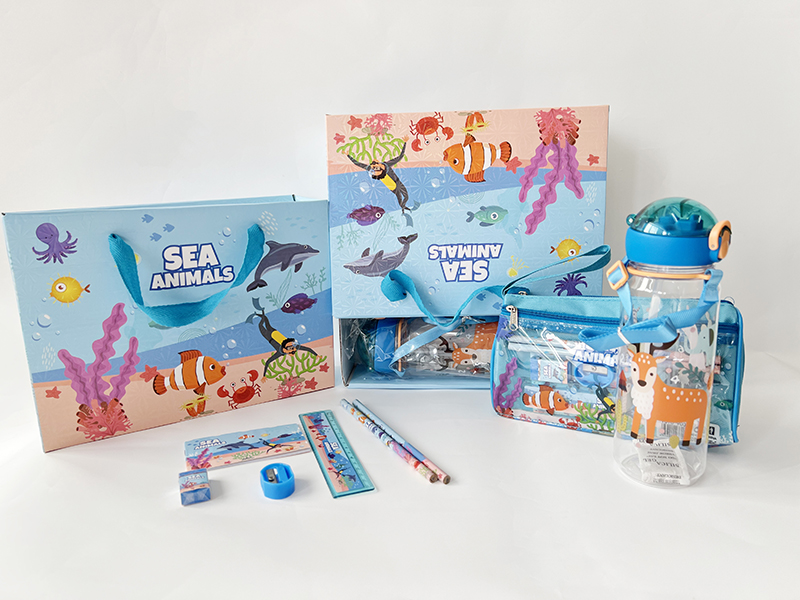 Portable Gift Box Stationery Set(Pencil Bag +Kettle) Seaworld