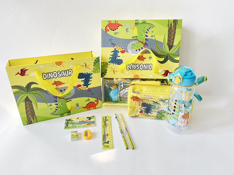 Portable Gift Box Stationery Set(Pencil Bag +Kettle) Dinosaur World