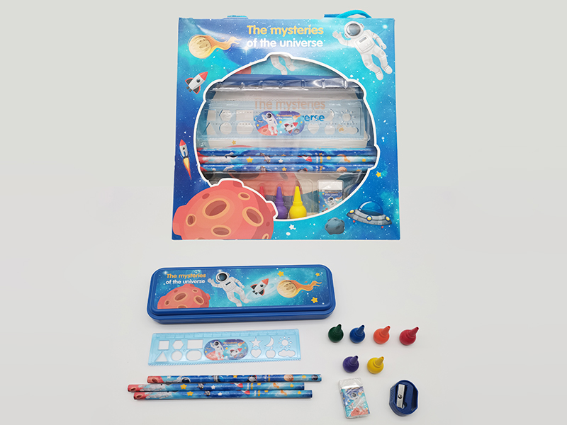 Plastic Pencil Case + Crayons Stationery Set(Dream Space)