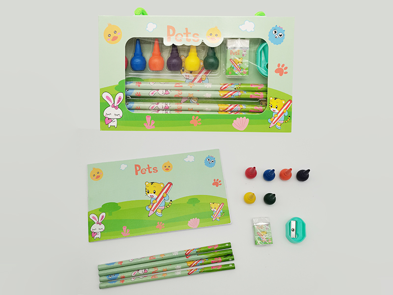 Little Tiger Stationery Set(Notebook + Pencil + Crayon + Eraser + Pencil Sharpener)