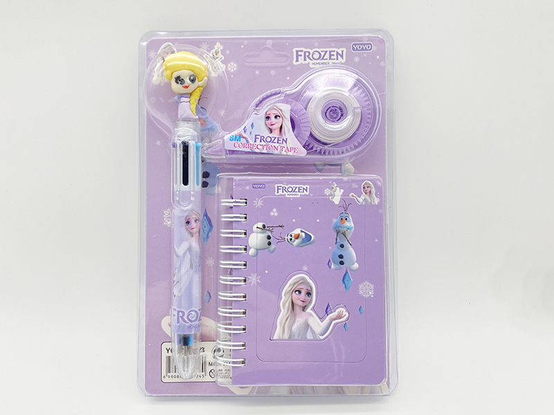 Frozen Stationery Set(Correction Tape + Ballpoint Pen + Notebook)