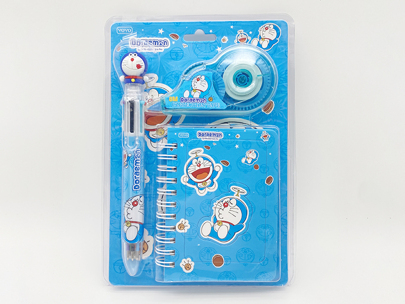 Doraemon Stationery Set(Correction Tape + Ballpoint Pen + Notebook)