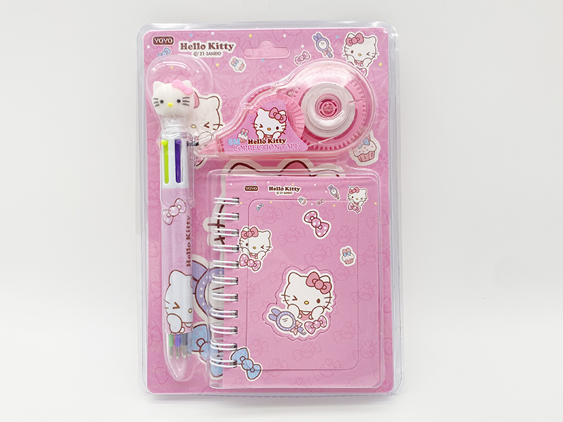 Hello Kitty Stationery Set(Correction Tape + Ballpoint Pen + Notebook)