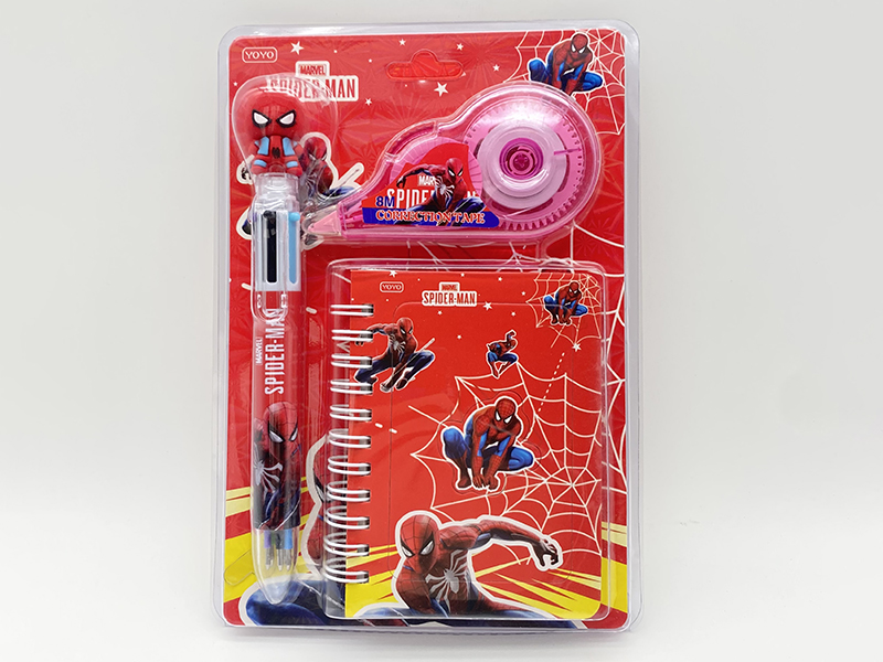 Spider-Man Stationery Set(Correction Tape + Ballpoint Pen + Notebook)