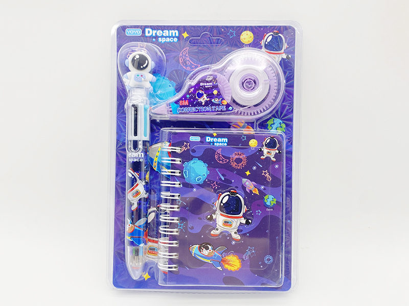 Space Stationery Set(Correction Tape + Ballpoint Pen + Notebook)