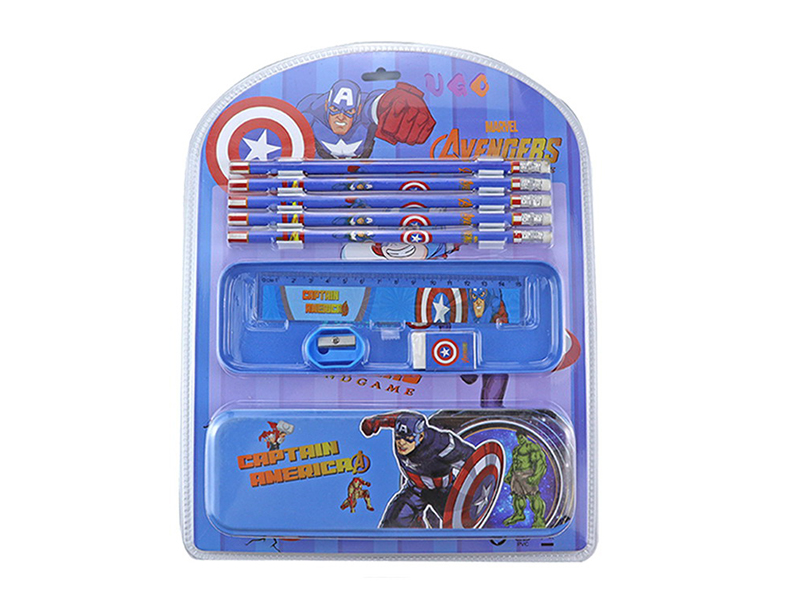 Avengers Assemble Stationery Set(4 Pencils + Eraser + Sharpener + Ruler + Pencil Case)