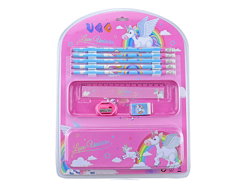 Unicorn Stationery Set(4 Pencils + Eraser + Sharpener + Ruler + Pencil Case)