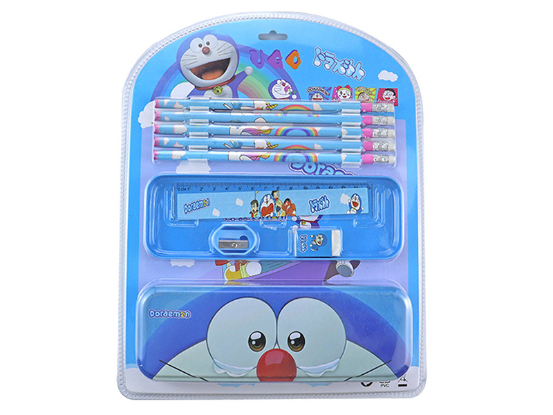 Doraemon Stationery Set(4 Pencils + Eraser + Sharpener + Ruler + Pencil Case)