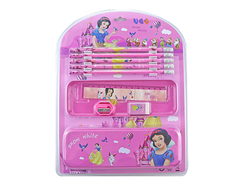 Snow White Stationery Set(4 Pencils + Eraser + Sharpener + Ruler + Pencil Case)